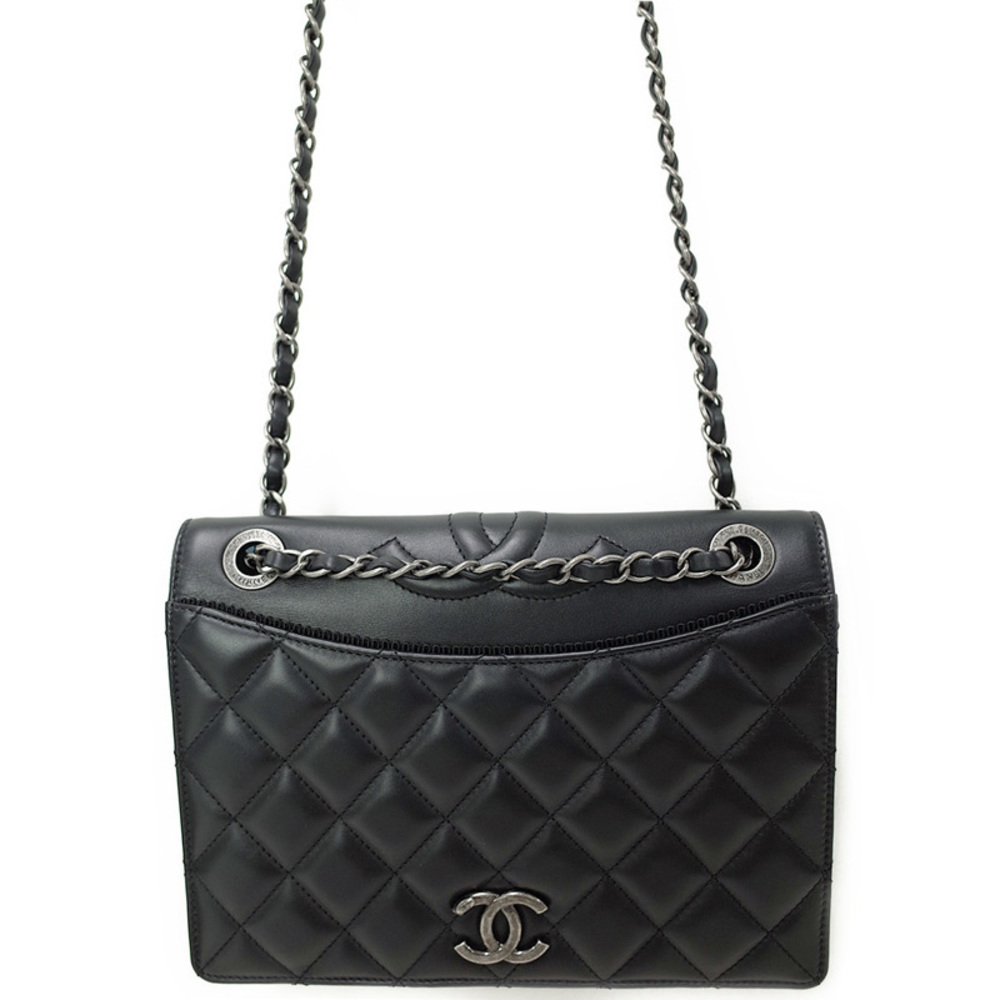 Chanel Matelasse Chain Shoulder Bag Calfskin Black